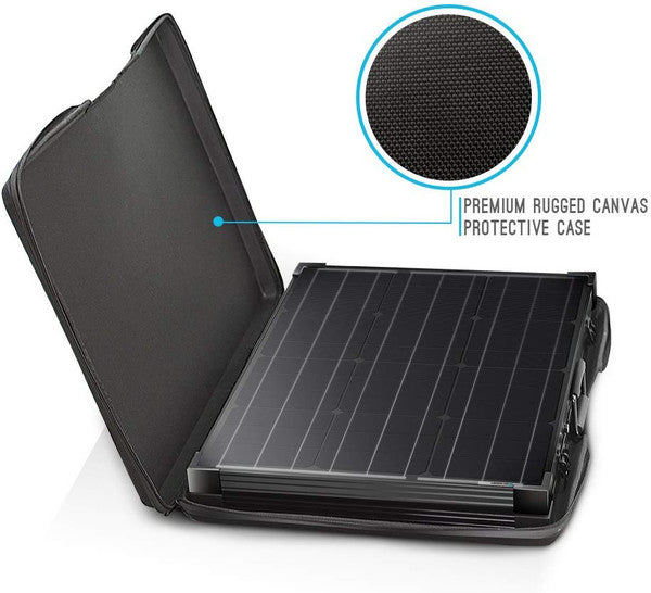 Renogy 100 Watt 12 Volt Monocrystalline Foldable Portable Solar Suitcase with Voyager Waterproof Charge Controller