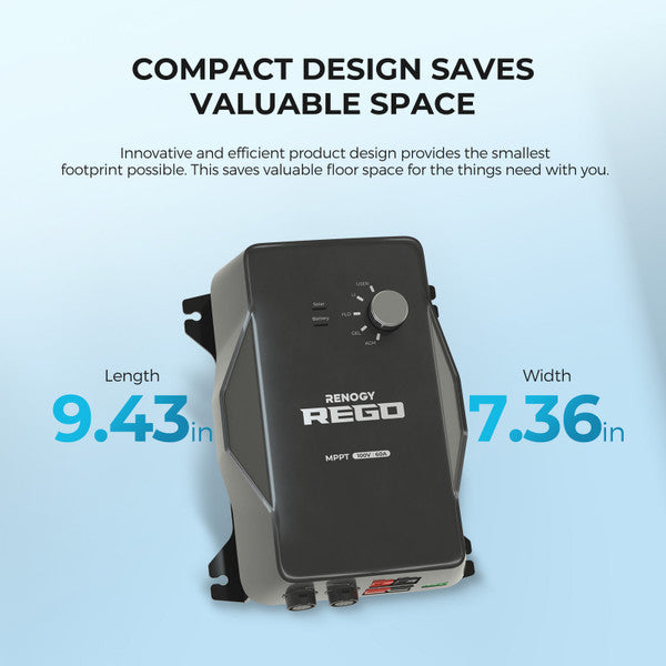 Renogy REGO 12V 60A MPPT Solar Charge Controller (With 1*10FT 6AWG Anderson Cables)