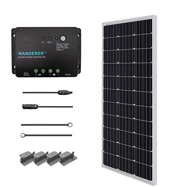 Renogy 100 Watt 12 Volt Monocrystalline Solar Starter Kit with PWM charger controller 30A