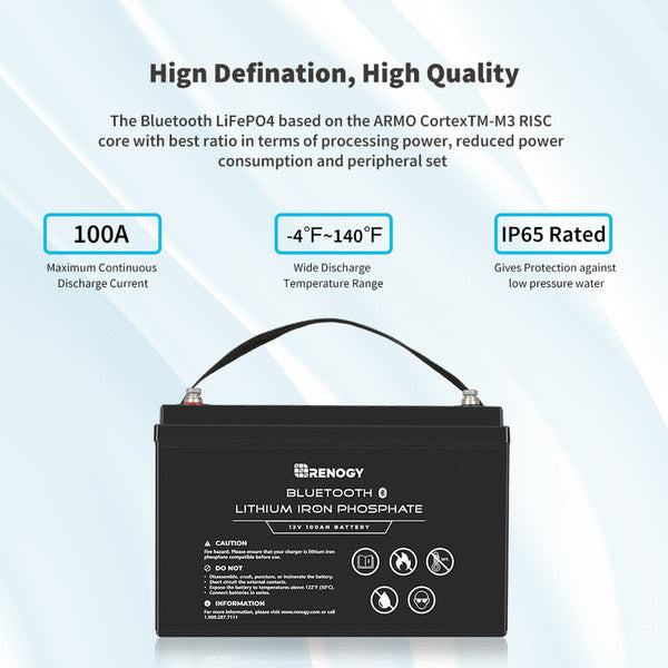 Renogy 12V 100Ah Bluetooth Smart LiFePO4 Battery