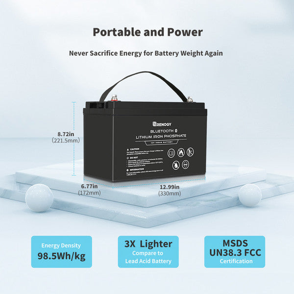 Renogy 12V 100Ah Bluetooth Smart LiFePO4 Battery